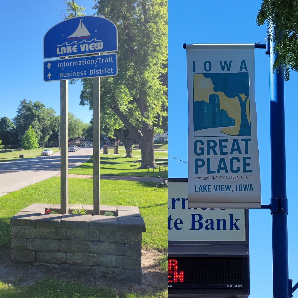 Lake View Directional Sign and Great Places Banner