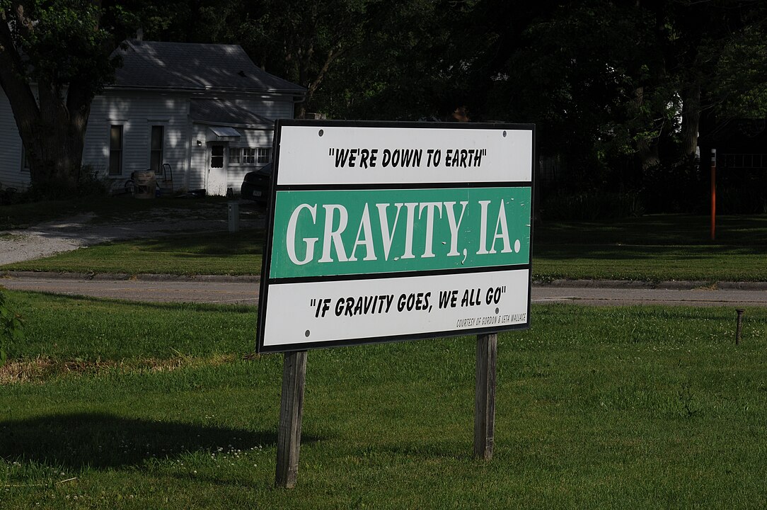Gravity Iowa Sign