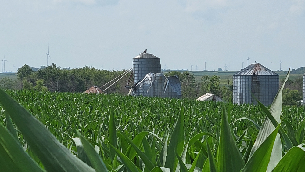 Tornado Damaged Grain Bins, Greenfield, Iowa